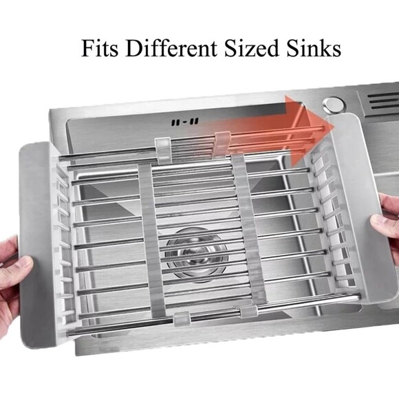 Adjustable Drying Rack Over The Sink Dish Drying Rack Stainless Steel Dish Drain - Picture 2 of 5